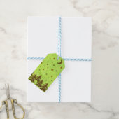 Zwarte kerstboom, sterren op abstract papier cadeaulabel (Met Touw)