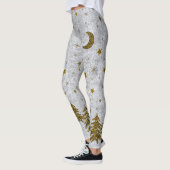 Zwarte kerstboom, sterren op abstract papier leggings (Links)