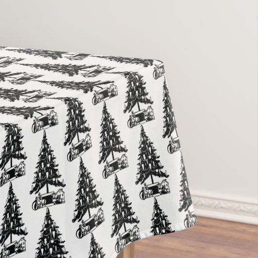  zwarte kerstboom tafelkleed (Voorbeeld)