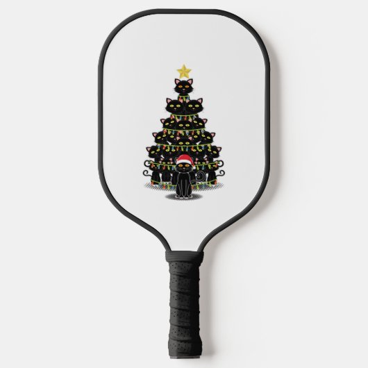 Zwarte kerstboomkatten Kat Kerstmis Pickleball Paddle (Voorkant)