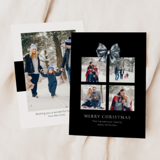 Zwarte Kerstcadeaubox Collage met lintboog Feestdagenkaart