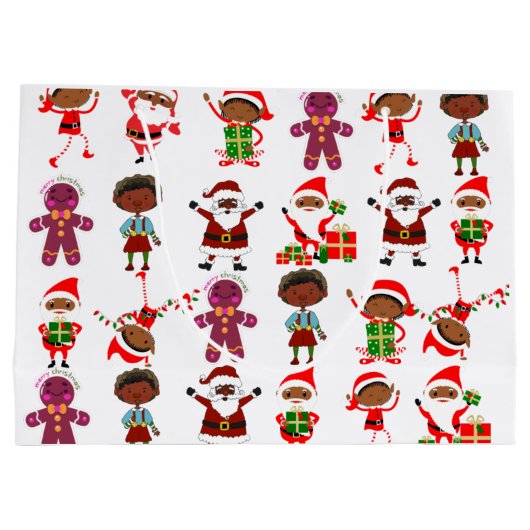 Zwarte kerstcadeautas groot cadeauzakje (Achterkant)