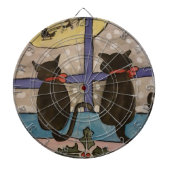 Zwarte kerstdartboard met kat dartbord (Voorkant)