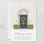 Zwarte kerstdeur | Holiday Open House Kaart (Voorkant)