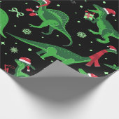 Zwarte kerstdinosaurussen Stegosaurus triceratops Cadeaupapier (Hoek)