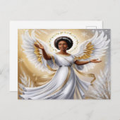 Zwarte Kerstengel in Goud Briefkaart (Voorkant / Achterkant)