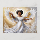 Zwarte Kerstengel in Goud Briefkaart (Voorkant)