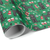 Zwarte kersthond cadeaupapier (Rol Hoek)