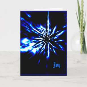 Zwarte kerstkaart helder blauw & witte ster feestdagen kaart