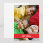 Zwarte kerstkaart met rood lint - wit achterzijde (Voorkant / Achterkant)