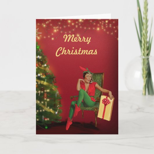 Zwarte kerstkaarten kaart (Voorkant)