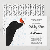 Zwarte kerstkardinaal met lab - Cute Labrador Dog Kaart (Voorkant / Achterkant)