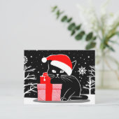 Zwarte Kerstkat Feestdagenkaart (Staand voorkant)