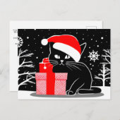Zwarte Kerstkat Feestdagenkaart (Voorkant / Achterkant)