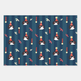 Zwarte Kerstkat Inpakpapier Vel