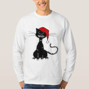 Zwarte kerstkat t-shirt