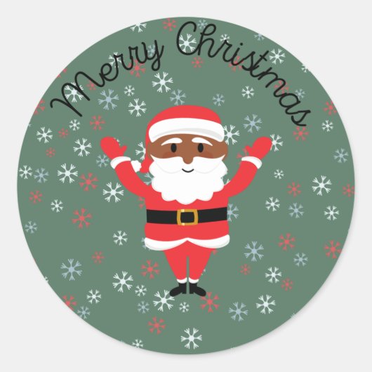 Zwarte kerstkerst ronde sticker (Voorkant)