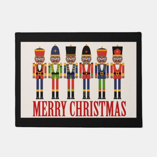 Zwarte kerstklep voor Nutkraker Deurmat (Voorkant)