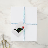 Zwarte kerstlampjes cadeaulabel (Met Touw)