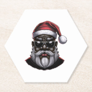 zwarte kerstman, afrikaans-amerikaanse kerstman kartonnen onderzetters