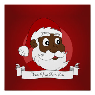 Zwarte Kerstman cartoon Perfect Poster