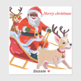 Zwarte kerstman en vrienden sticker