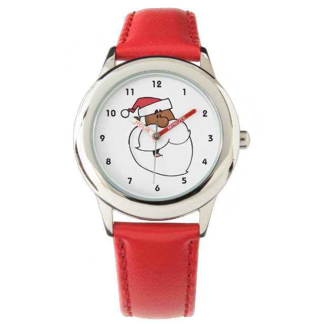 Zwarte kerstman horloge (Voorkant)