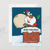 Zwarte kerstman in het Briefkaart Chimney (Voorkant / Achterkant)