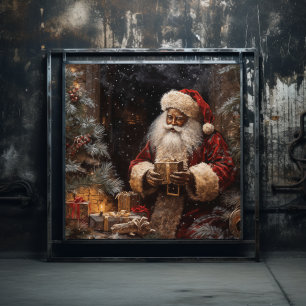 Zwarte Kerstman in het geven van Kerstmis Poster