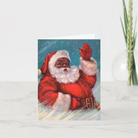 Zwarte Kerstman Kerstkaart Kaart (Voorkant)