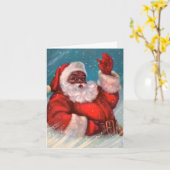 Zwarte Kerstman Kerstkaart Kaart (Gele Bloem)