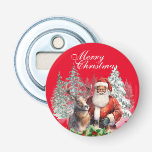 Zwarte Kerstman knop flesopener Button Flesopener