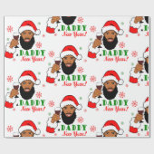 Zwarte kerstman Man Mannen bibard Cadeaupapier (Vlak)