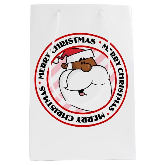 Zwarte kerstman medium cadeauzakje (Voorkant)