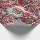 Zwarte Kerstman Melanin Kerst 3D St. Nick Cadeaupapier (Hoek)