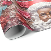 Zwarte Kerstman Melanin Kerst 3D St. Nick Cadeaupapier (Rol Hoek)