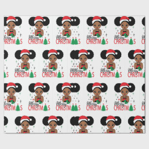 Zwarte kerstman, melanine kerst, lelijke kerstzeug cadeaupapier