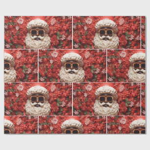 Zwarte Kerstman Melanine Kerstmis 3D St. Nick Cadeaupapier