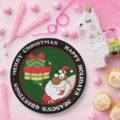 Zwarte Kerstman met cadeaus Papieren Bordje (Feest)