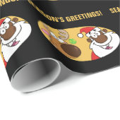 Zwarte Kerstman met rendier Cadeaupapier (Rol Hoek)