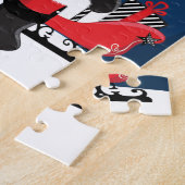 Zwarte Kerstman met Sleigh Legpuzzel (Zijkant)