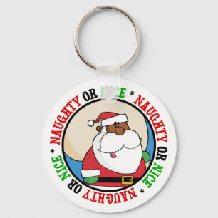 Zwarte kerstman met Speelgoed zak Sleutelhanger