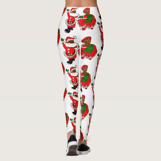 zwarte kerstman mevrouw claus leggings (Achterkant)