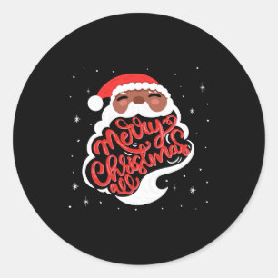 Zwarte Kerstman Prettig Kerstfeest Alle Peuter T-s Ronde Sticker