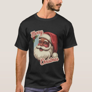 Zwarte Kerstman Retro Kerstmis Vintage Vakantie T-shirt