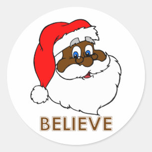 Zwarte Kerstman Ronde Sticker