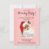 Zwarte Kerstman Rood Wit Streep Uitnodiging (Voorkant)