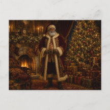 Zwarte Kerstman Victoriaanse Kerstkaart