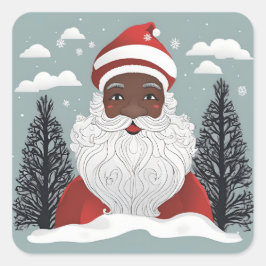 Zwarte kerstman vierkante sticker