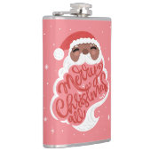 Zwarte Kerstman | Vrolijk kerstfeest | Roze Heupfles (Rechts)